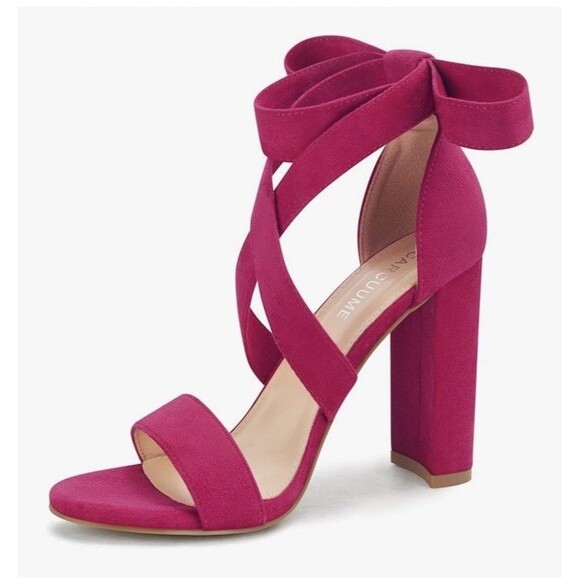 Carcuume Women’s Purple Pink Suede Strappy Ankle Wrap High Heel Shoes Size 9 - Picture 2 of 14
